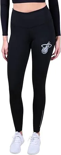 Ultra Game NBA Official Women's Super Soft Lightweight Leggings Fitness Sport Yoga Active Pants, Miami Heat, Black|Miami Heat