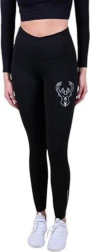 Ultra Game NBA Official Women's Super Soft Lightweight Leggings Fitness Sport Yoga Active Pants, Milwaukee Bucks, Black|Milwaukee Bucks