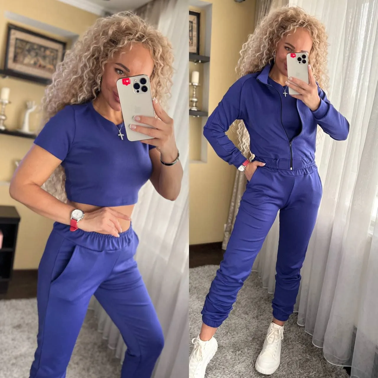Women's 3 in 1 Sport Suit Top Pants Sweatshirt