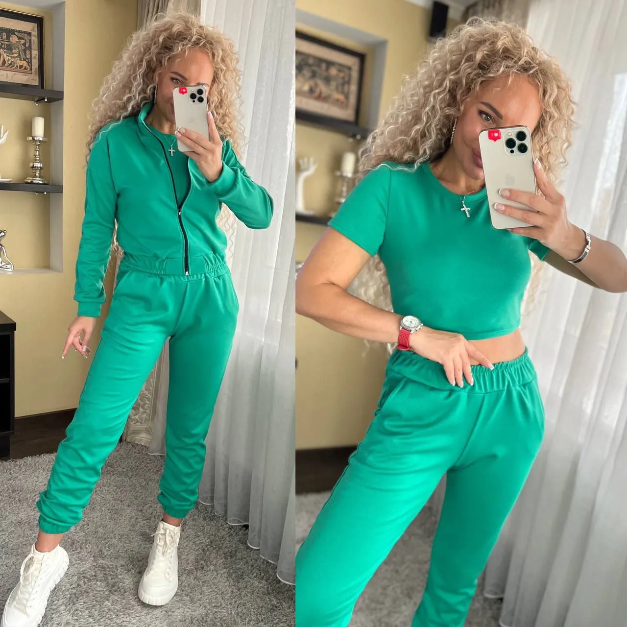 Women's 3 in 1 Sport Suit Top Pants Sweatshirt