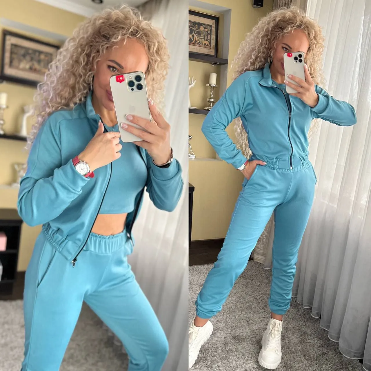 Women's 3 in 1 Sport Suit Top Pants Sweatshirt
