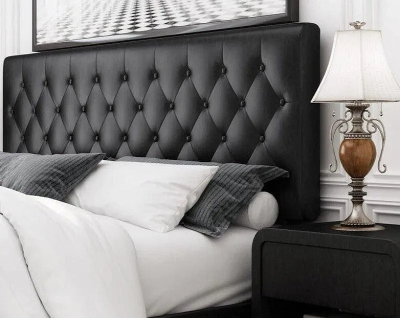 Wooden Twist Redo Modernize  Button Tufted Upholstered Queen Size Bed Elegant and Durable Contemporary