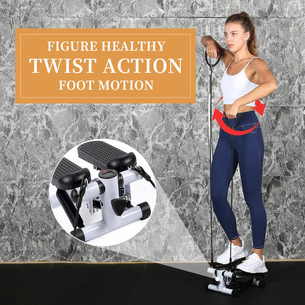 YSSOA Mini Stepper with Resistance Band; Stair Stepping Fitness Exercise Home Workout Equipment for Full Body Workout